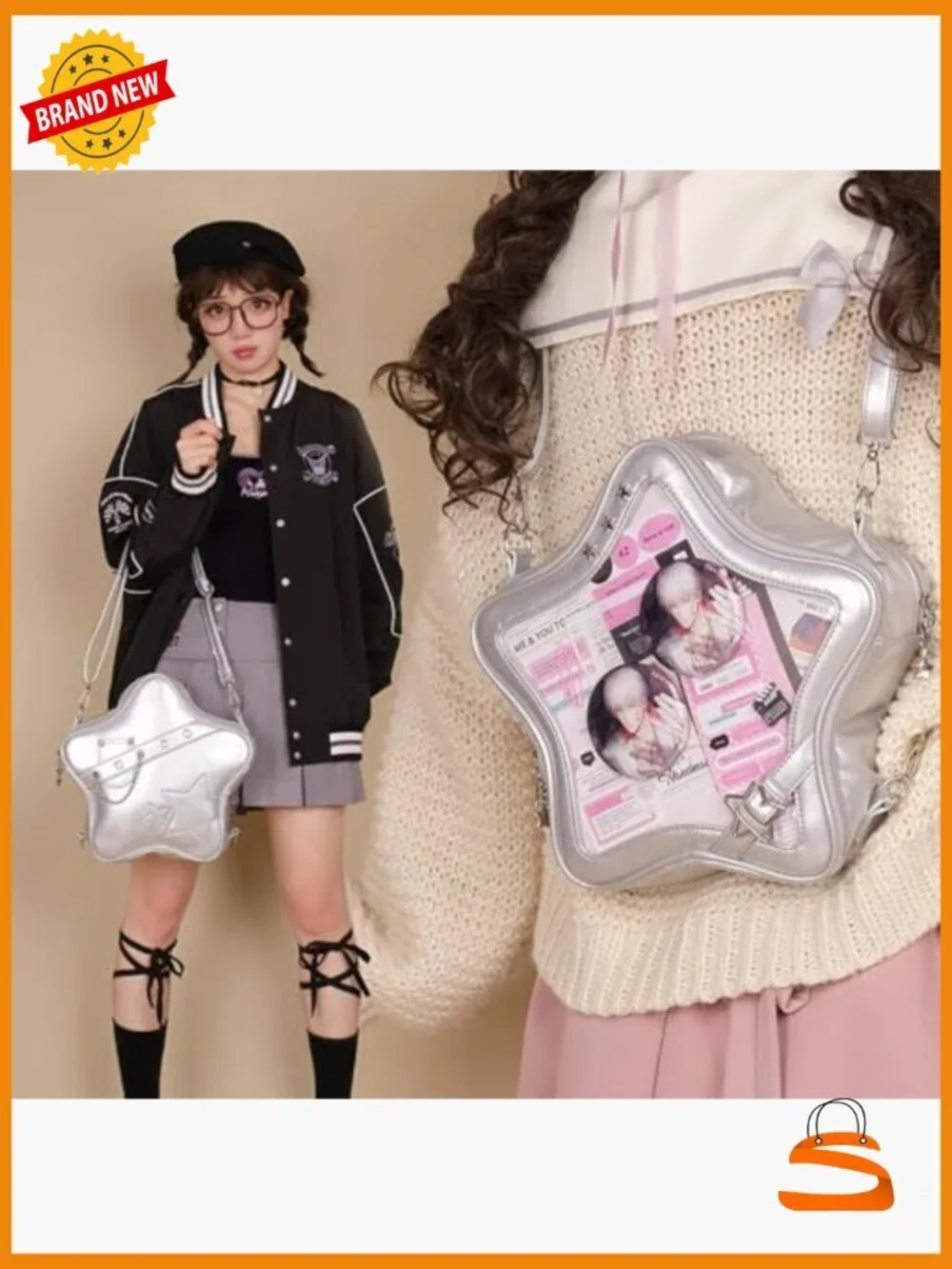 Star Shape Ita Bag Crossbody Backpack with Insert